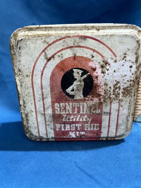 sentinel utility first aid kit metal box|Vintage Sentinel Utility First Aid Kit Tin Box .